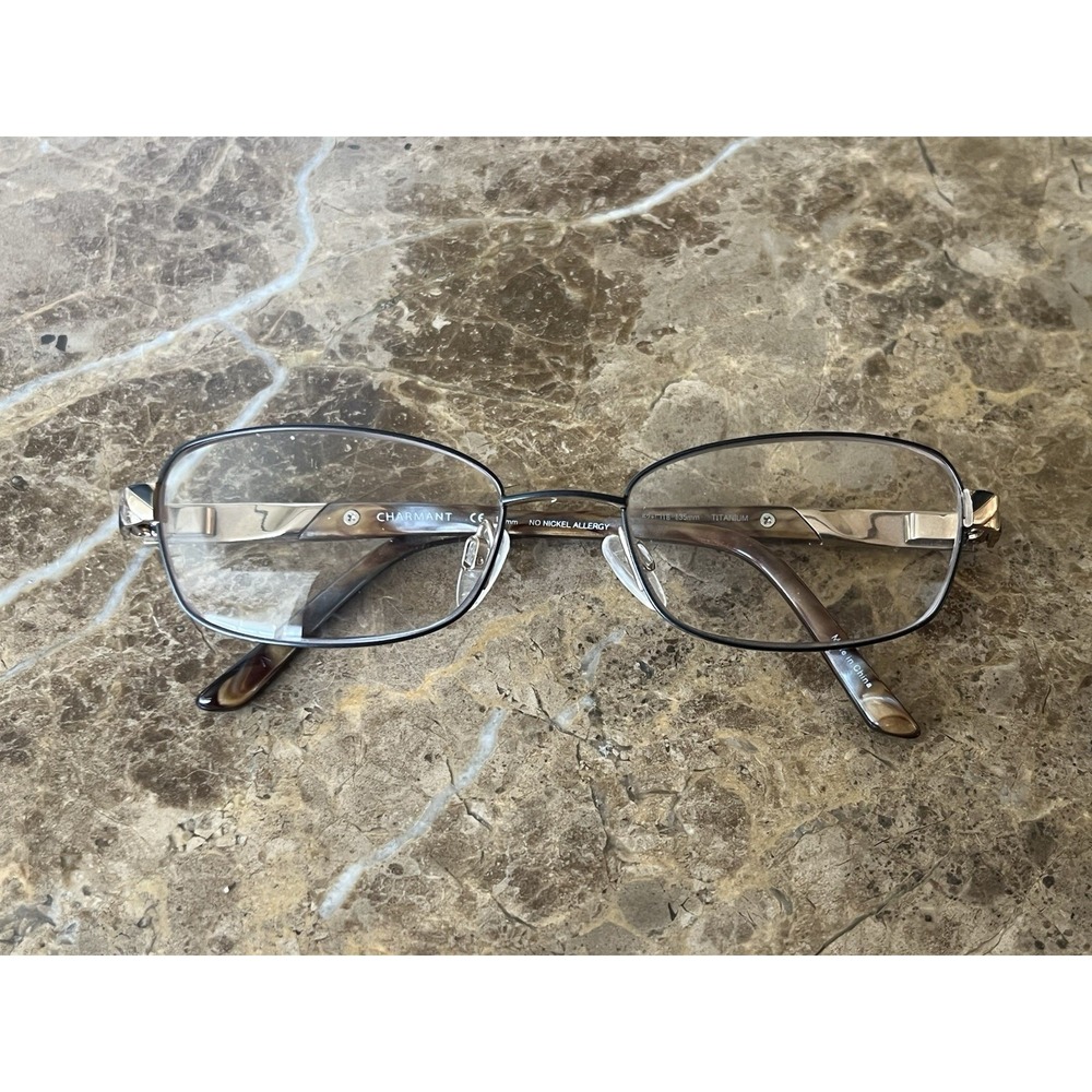 CHARMANT CH12112 BK Black Titanium Rectangular Womens Eyeglasses 52-18-135